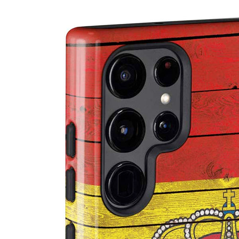 Spain Flag Dark Wood Galaxy S22 Ultra Pro Case